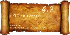 Gálik Henrik névjegykártya
