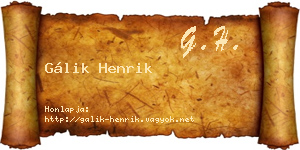 Gálik Henrik névjegykártya